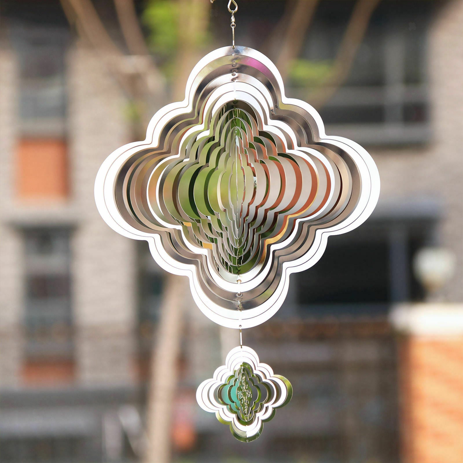 Wind Spinner Metal Hanging Ornament Cloud Shape with 360 Degree Rotating Hook
