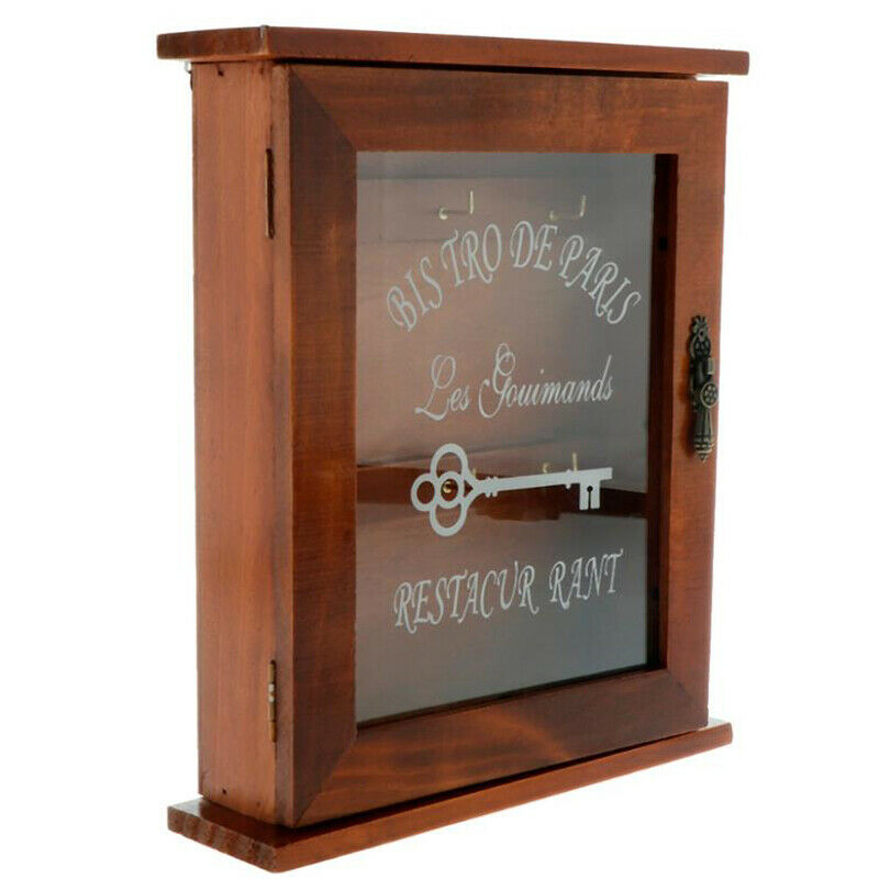 Wooden Key Box Cabinet Wall Mounted Keys Hooks Storage Holder With 6 HooksBDAU