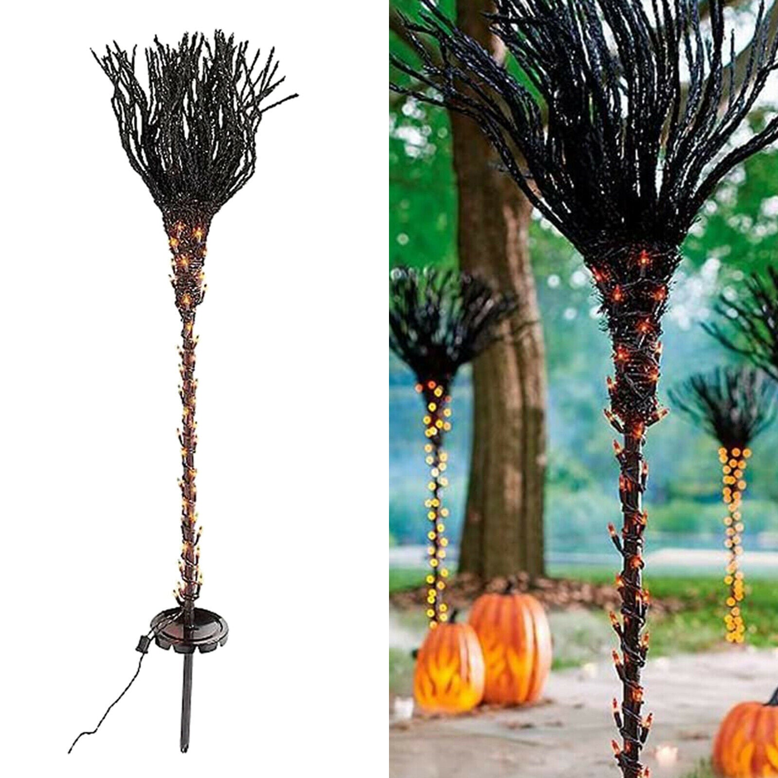 Pre-lit broom, Halloween decoration, lighted broomstick