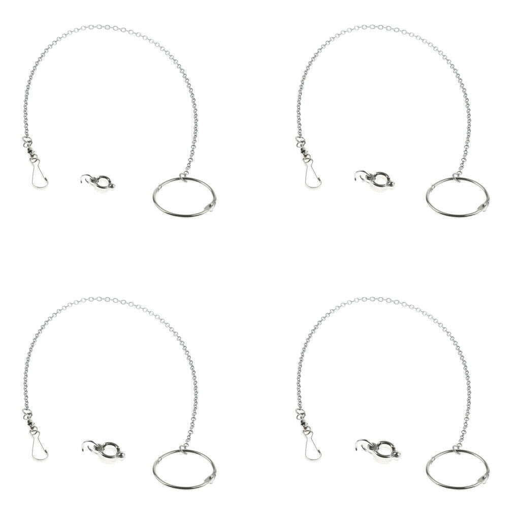 2 Pcs Bird Training Ring Parrot Foot Stainless Steel Fission Chain Leash, Easy