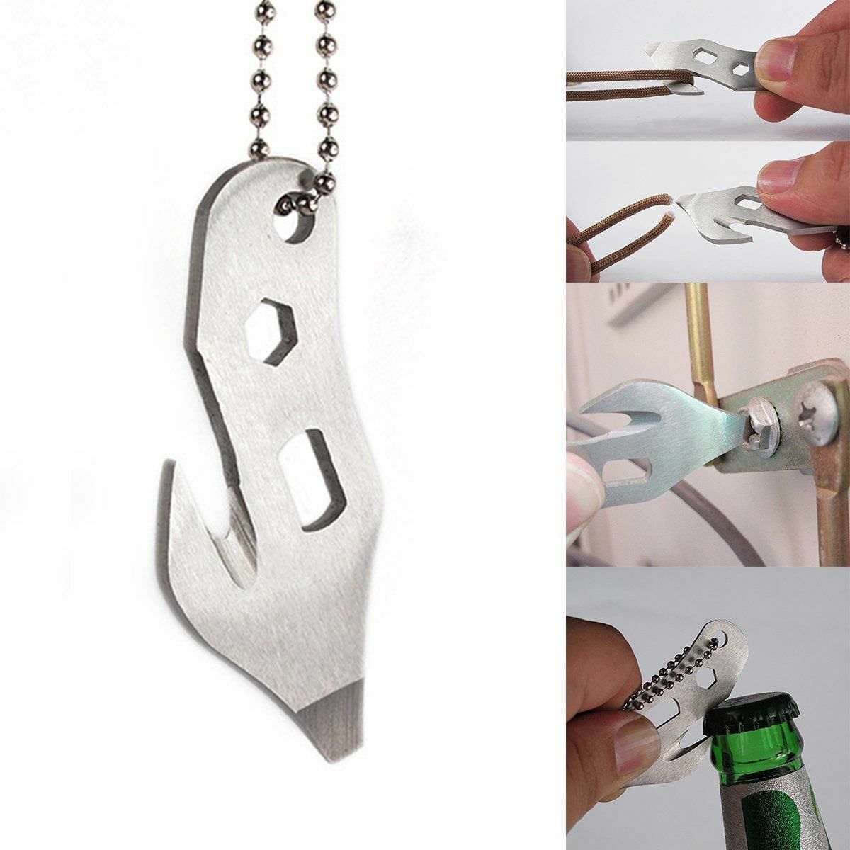 Bottle Opener Keychain Gadget Multi-function Outdoor Pocket Tool Pry Bar Keyring