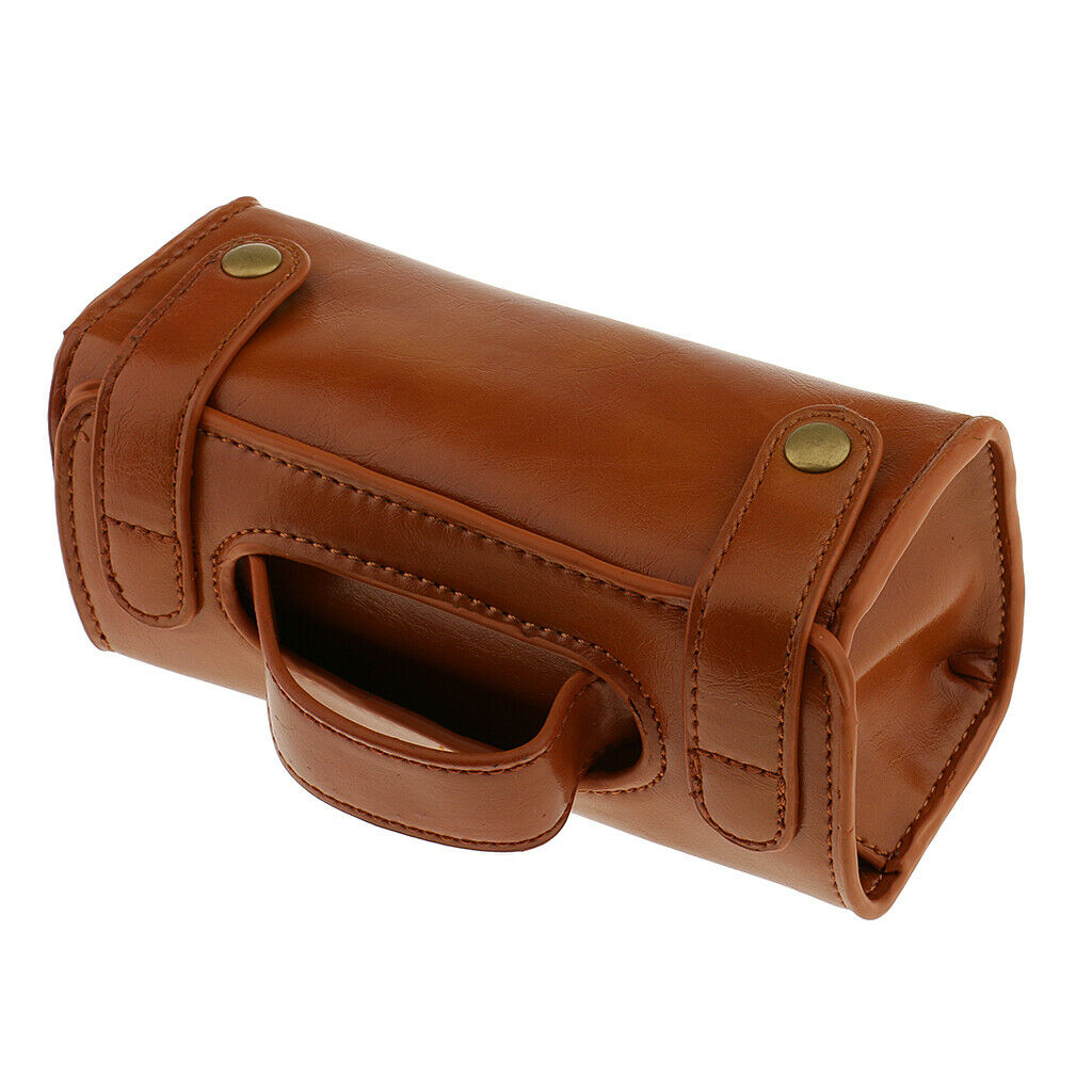 Men Portable Cosmetic Pouch PU Leather Shaving Brush & Razor