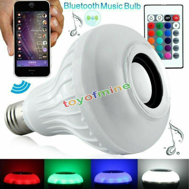 Wireless Bluetooth Speaker Bulb Light 12W LED E27 Smart Music Play Lamp Remote
