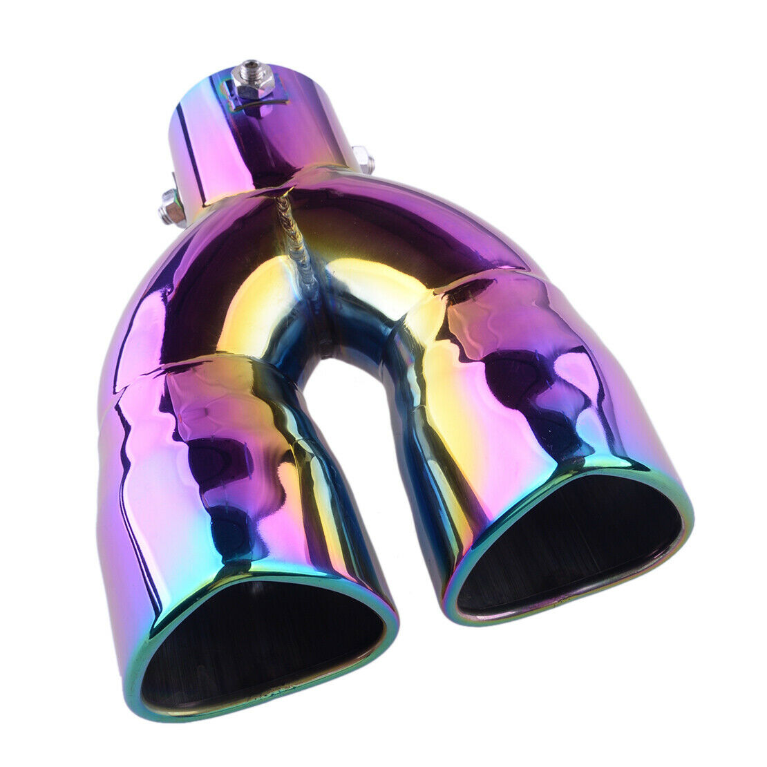 1x 63mm Inlet Dual Heart-shaped Exhaust Tail Muffler End Pipe Tip Universal