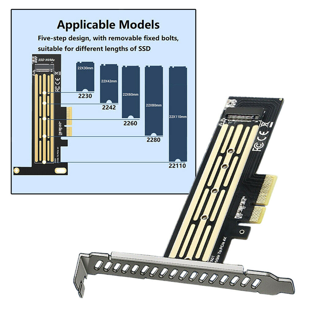 M.2 NGFF M-Key PCIE 3.0 X4 NVMe SSD Adapter Expansion Card 2230-2280 Parts