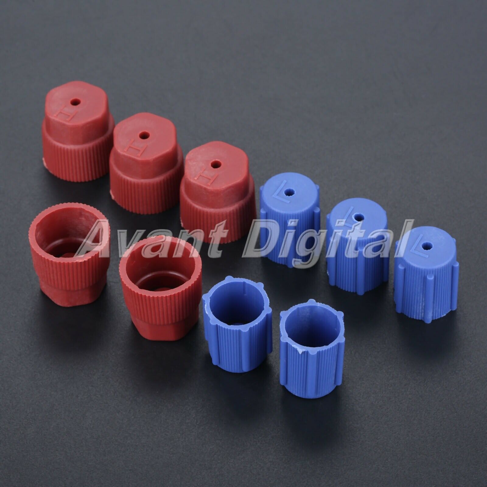 R134a 5 Blue Low 13mm & 5 Red High 16mm Air Conditioning Charging Port Caps 10Pc