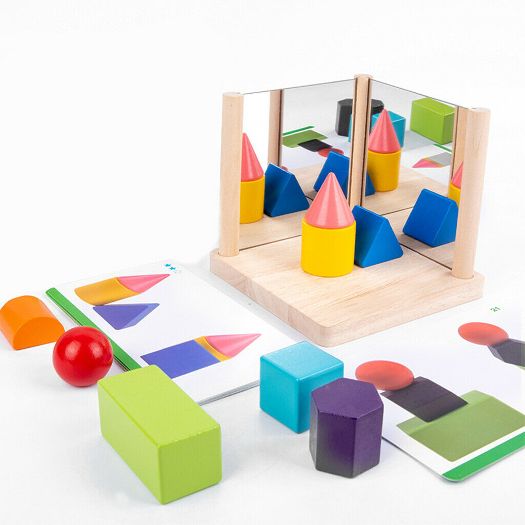 Colorful Stacking Blocks Mirror Imaging Toys Set Spatial Imagination Observation