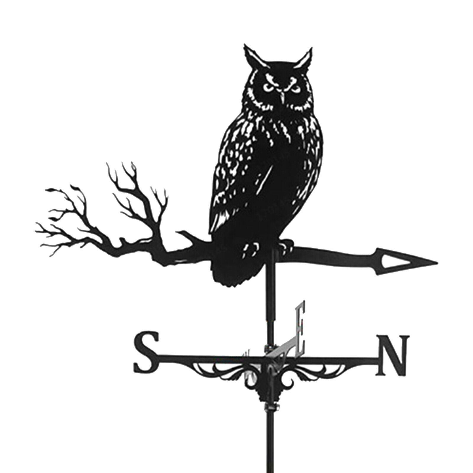 Metal Black Owl Weathervane Weather Vane Garden Farm Stake Crafts Ornament