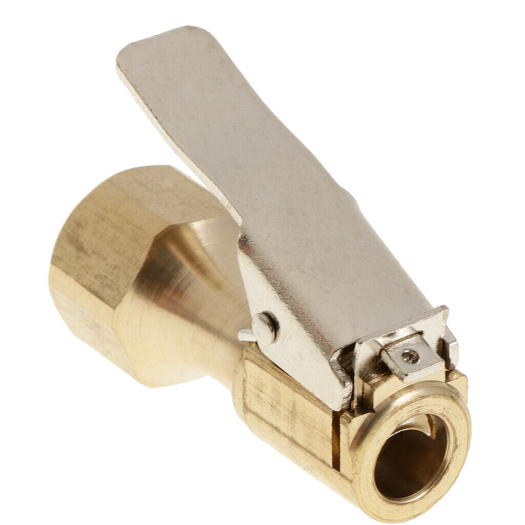 2pcs Tire Inflator Female Air Chuck With Clip Golden