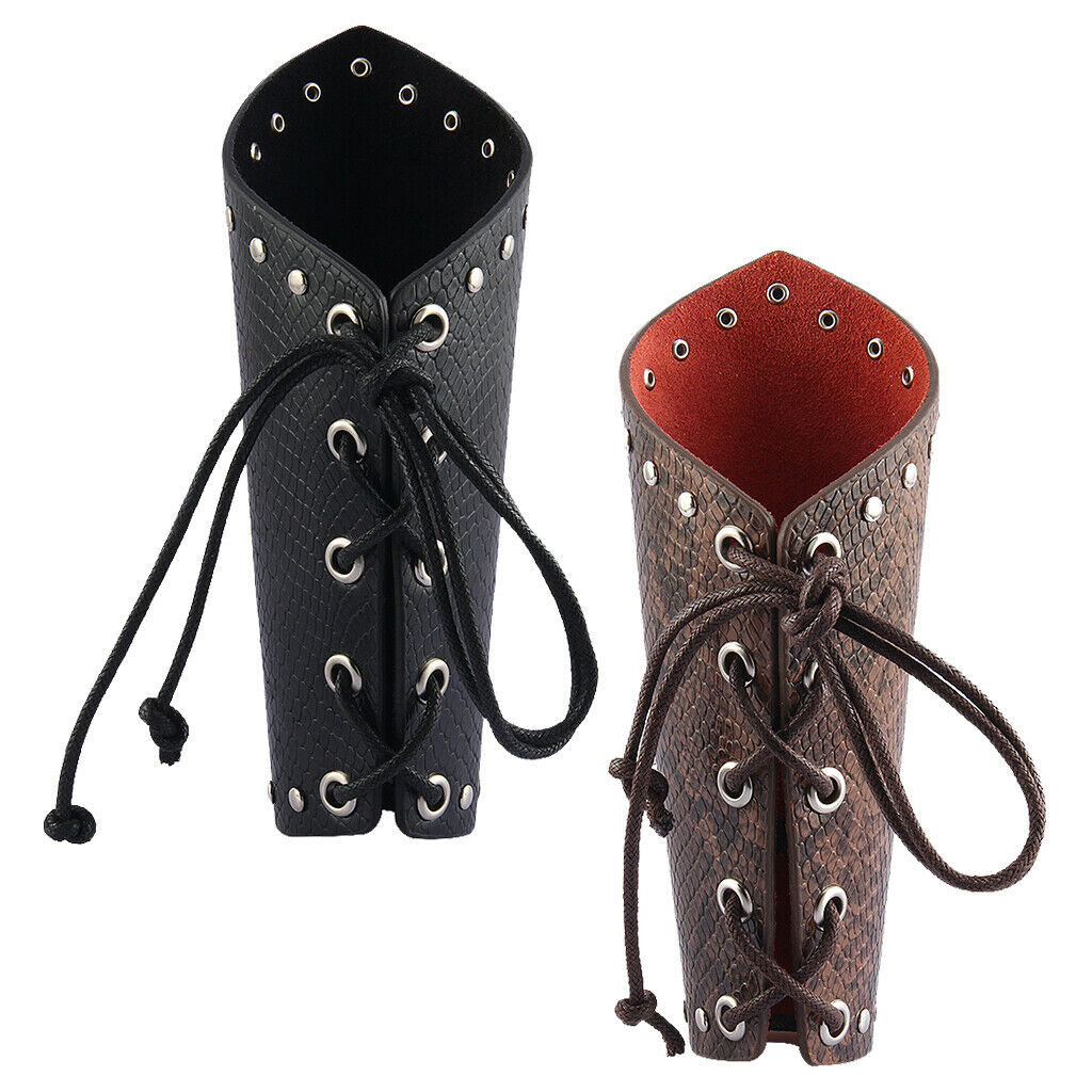 2Pcs PU Leather Metal Smooth Studded Gauntlet Wristband Wide Bracer Arm Armor