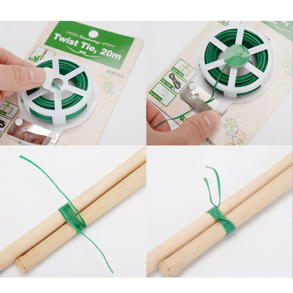 Reusable 50m Garden Vine Tree Plant Twist Ties Reel Sturdy Plastic w/Cutter