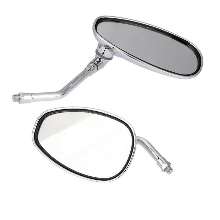 1 Pair 10mm Chrome Plate Adjustable Motorcycle White Glass Rear View Mirrors