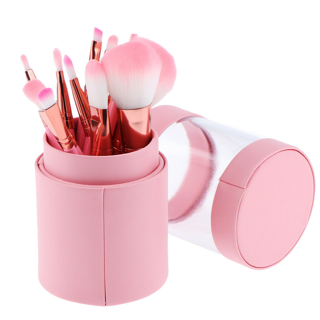 12 Pieces Eye Nose Face Makeup Brushes Blush Powder Foundation Brush Pink