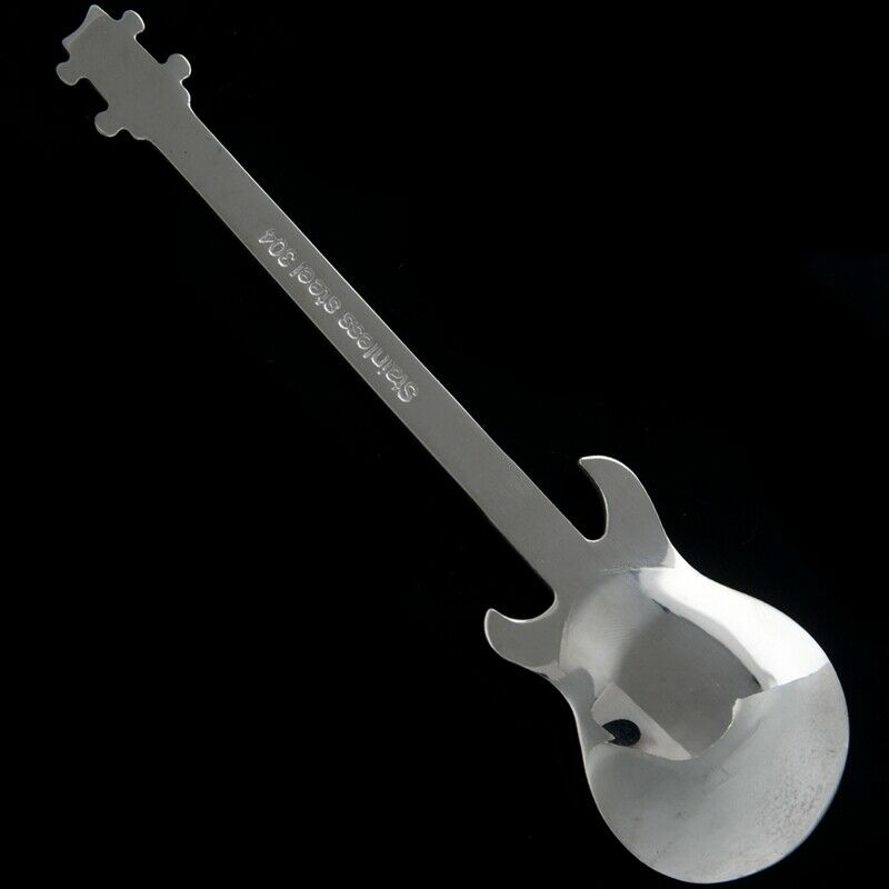 Set of 4 Guitar Shaped Stainless Steel Coffee Spoon Demitasse Spoons Dessert SU7