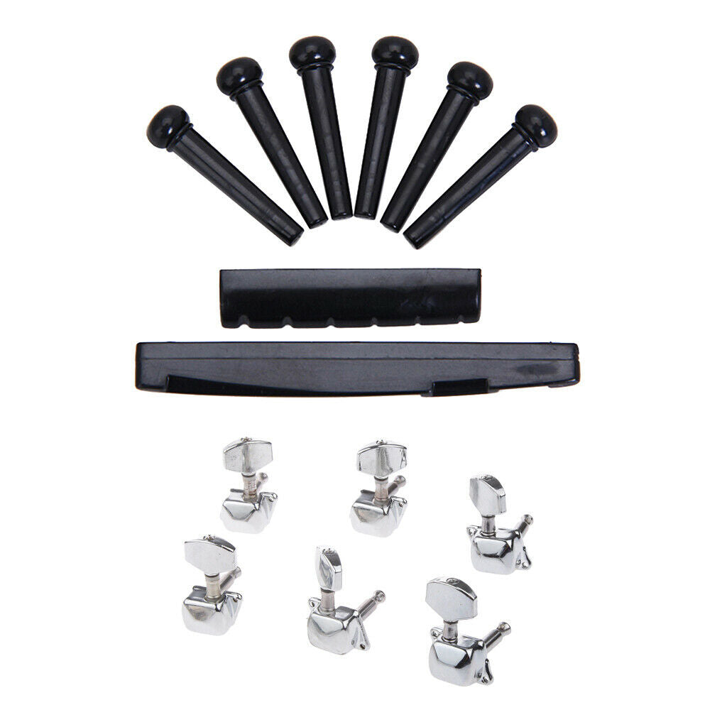 3R3L Semiclosed Guitar Tuning Pegs Machine Heads with Nut Saddle Bridge Pins