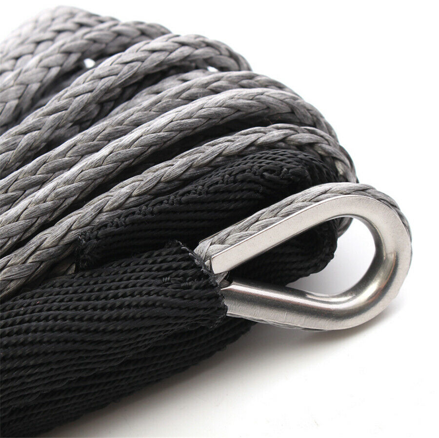Gray 3/16'' x 50' 7700LBs Synthetic Winch Line Cable Rope with Sleeve ATV UTV