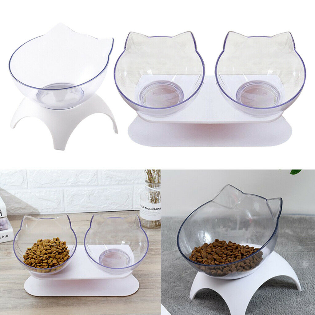 2Pieces Raised Cat Bowls Pet Food Water Feeder With Stand For Cat Dogs