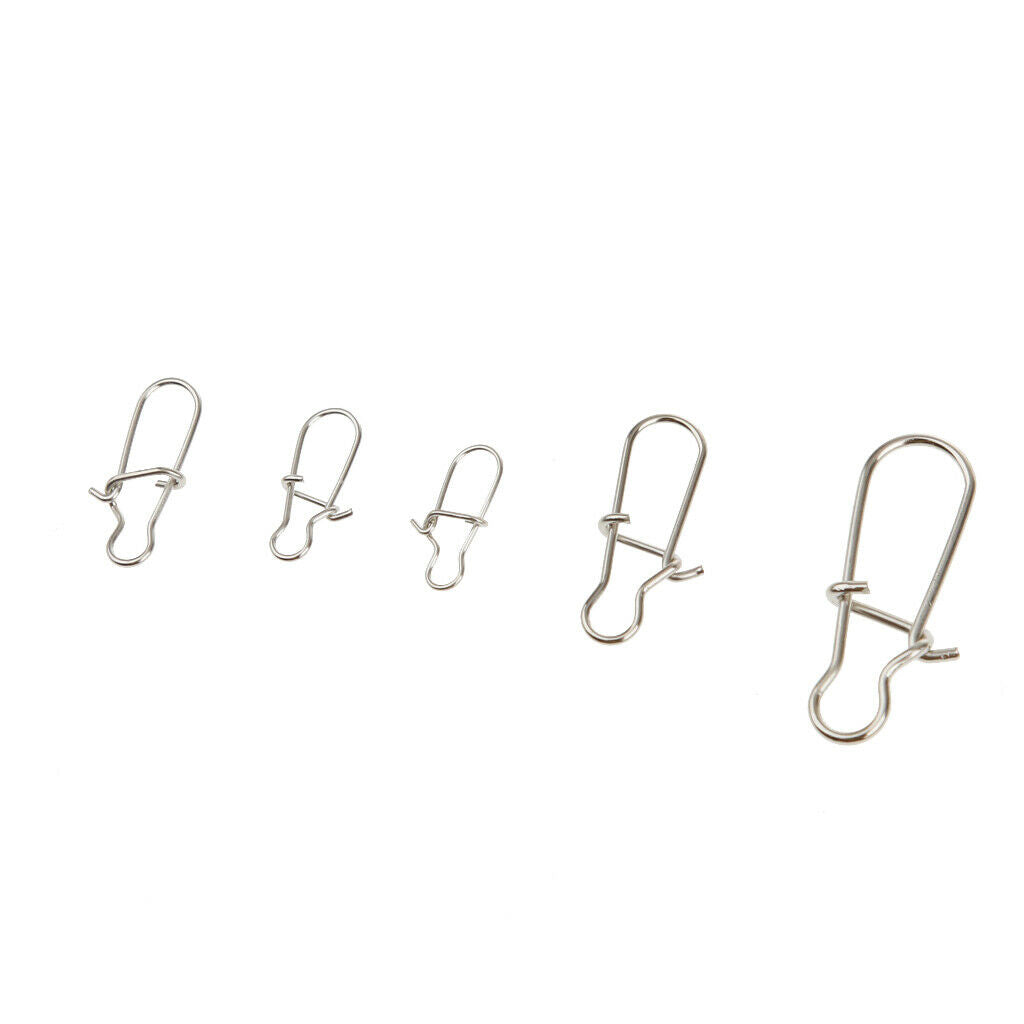 100pcs Fishing Lock Snap Hook Lure Connector Swivels Solid Ring Clips - 11mm