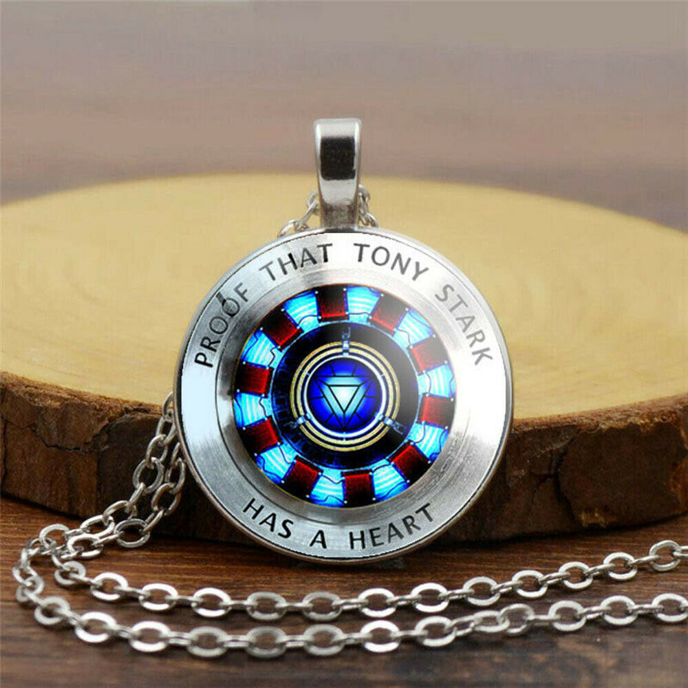 l Iron Man Tony Stark Arc Reactor Cabochon Necklace Glass Pendant The Avengers