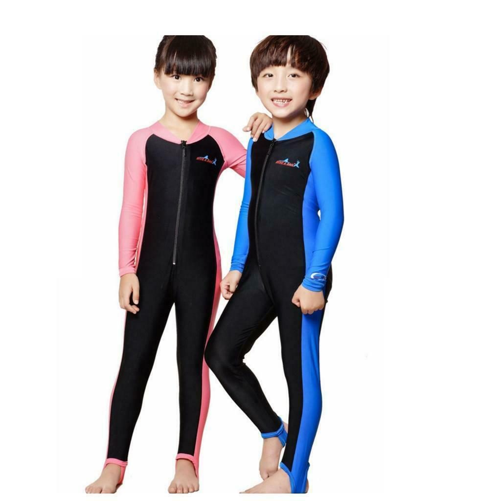 Kids Full Body Swimwear Long Sleeve Swimming Diving Wetsuit Girl S Pink