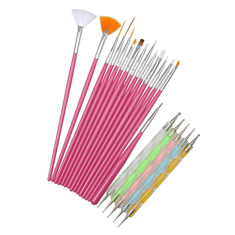 20pcs Nail Art Design Set Dotting Painting Drawing Polish Brushes Pen  Pink