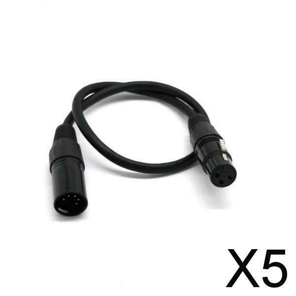 5X 5-Pin Male to 3-Pin Female XLR Turnaround DMX Adapter Cable