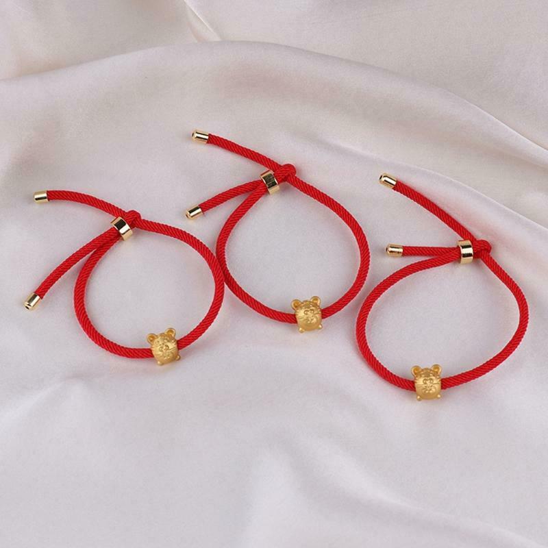 Tiger Animal Charm Bracelet Lucky Red Rope Bracelet Ladies New Year Jewelry Gift