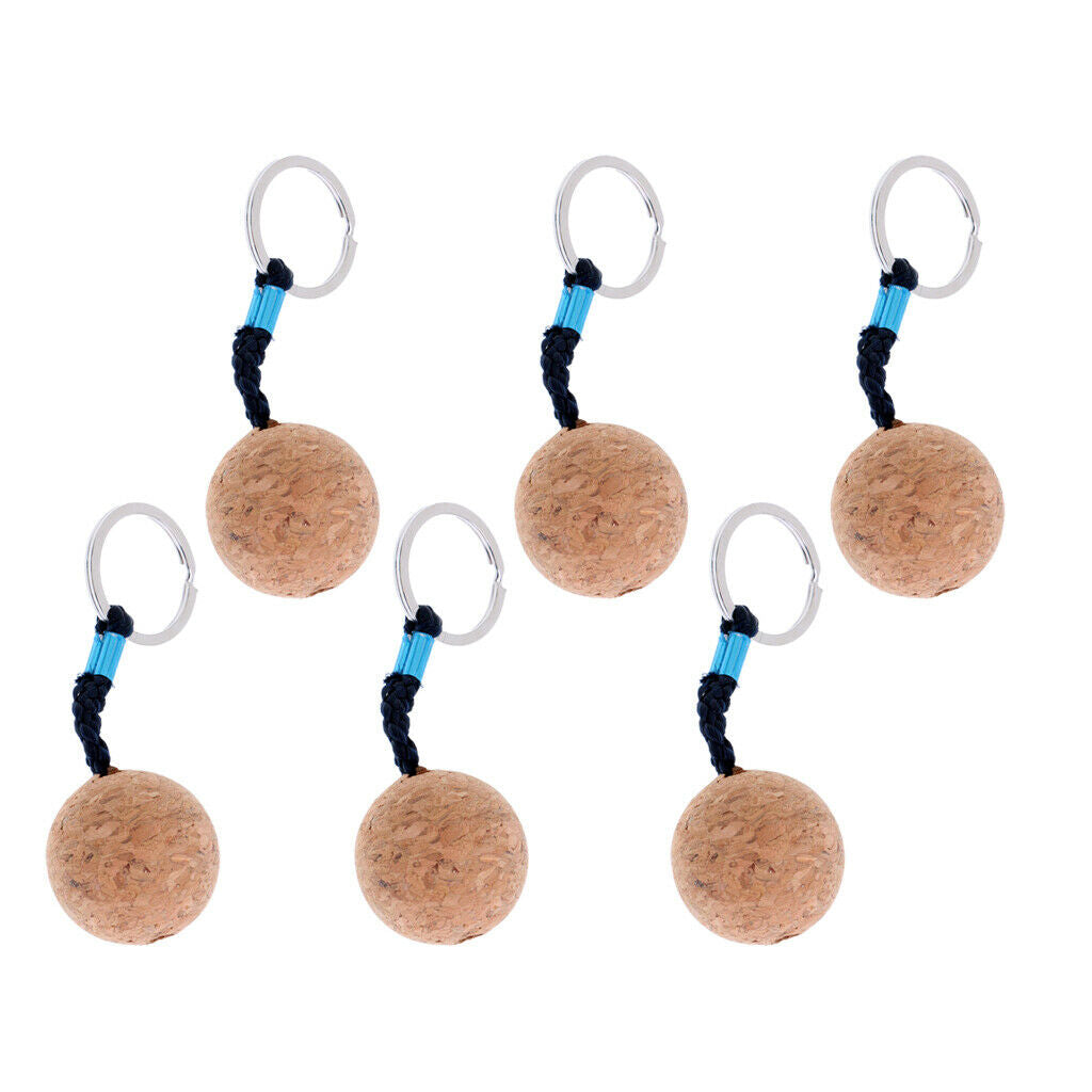 6 Pieces Floating Cork Keyring for all Water Sports and Outdoor Activities (3