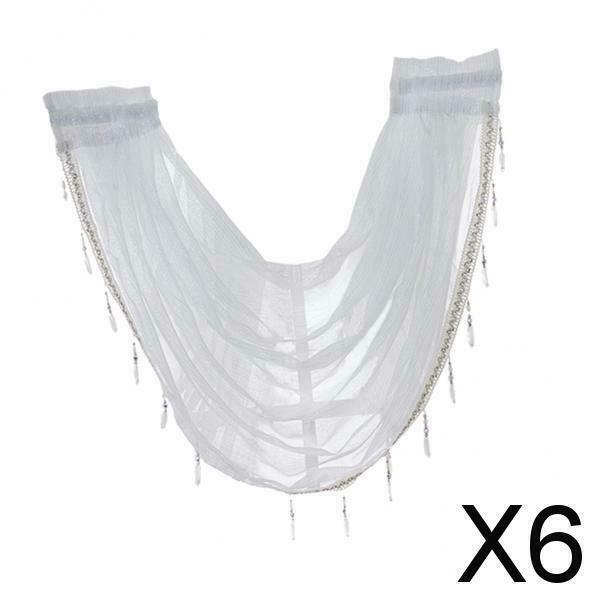6X 1 Panel Glitter Tassel Window Valance Sheer Curtain Tiers Balloon Shades