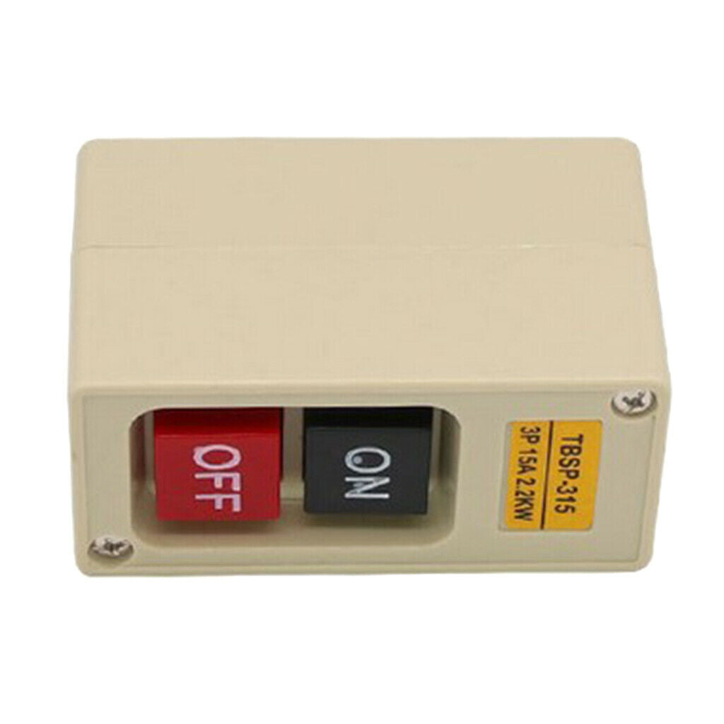 1x TBSP-315 3P 2.2Kw 15A Power Push Button Switch Two Key ON/OFF Lock Tend
