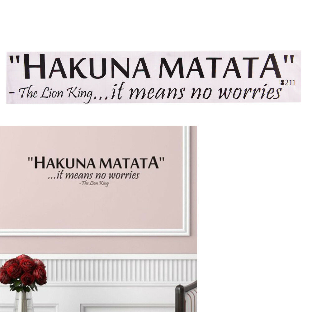 Hakuna Matata No Worry`quote wall decals decorative home decor removable`stic DD