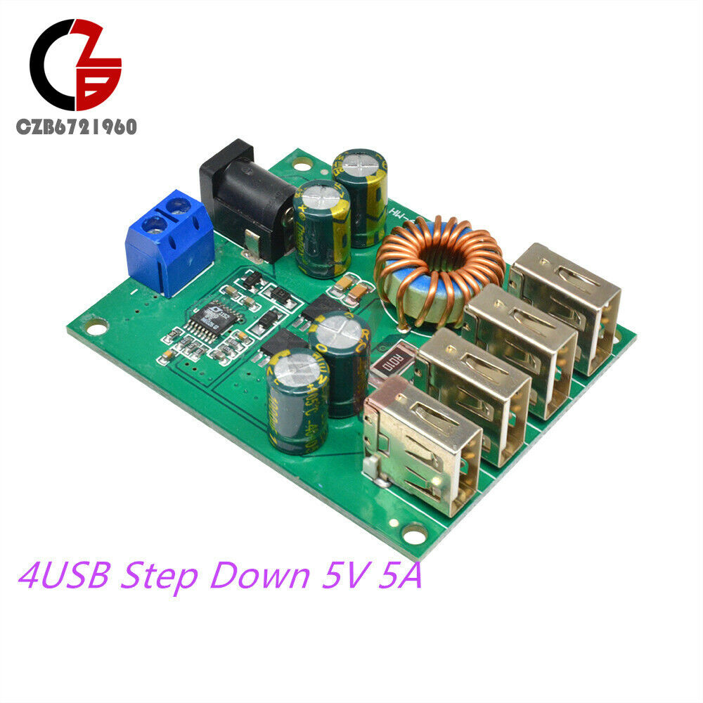4USB DC-DC 7-60V To 5V 5A Output Buck Converter Step Down Car Power Supply