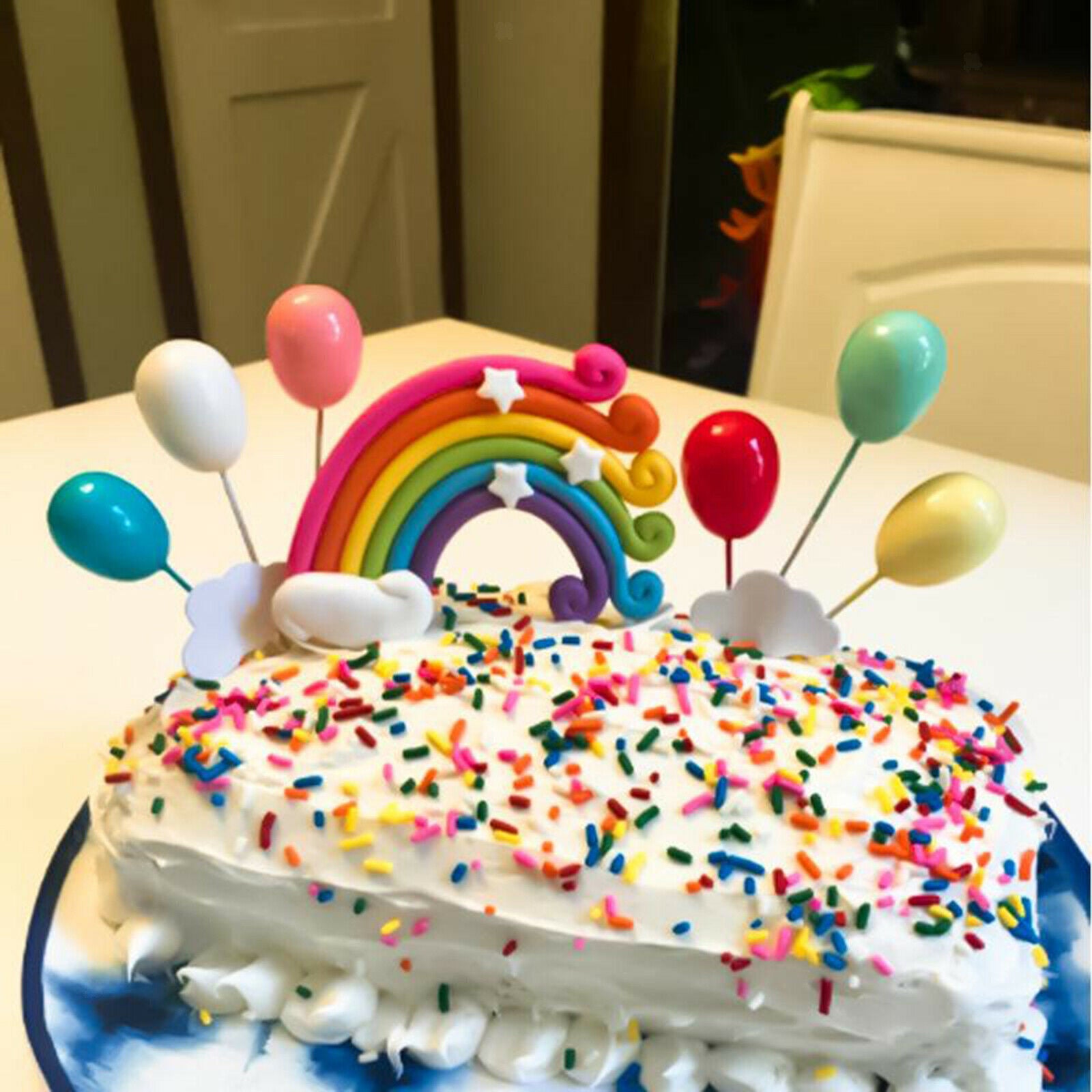 12pcs/Set Rainbow Cake Topper Kit Birthday Cake Decoration For Boys Girls Kids
