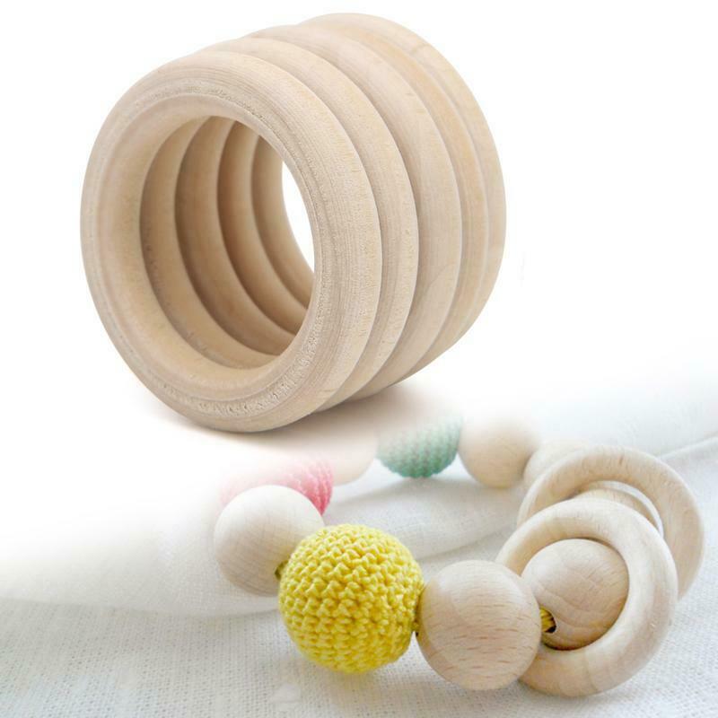 DIY Wooden Beads Connectors Circles Rings Beads Lead-Free Natural Wood 65mm