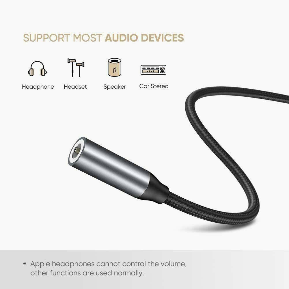 USB-C Type C to 3.5mm Aux Audio Jack Active DAC Headphone Adapter Convert Cables