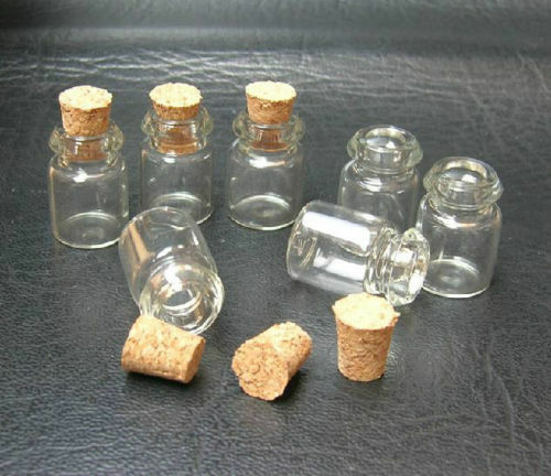Wholesale Lots of 100Pcs 0.5ml Tiny Small Clear Cork Glass Bottles Vials 11x18mm