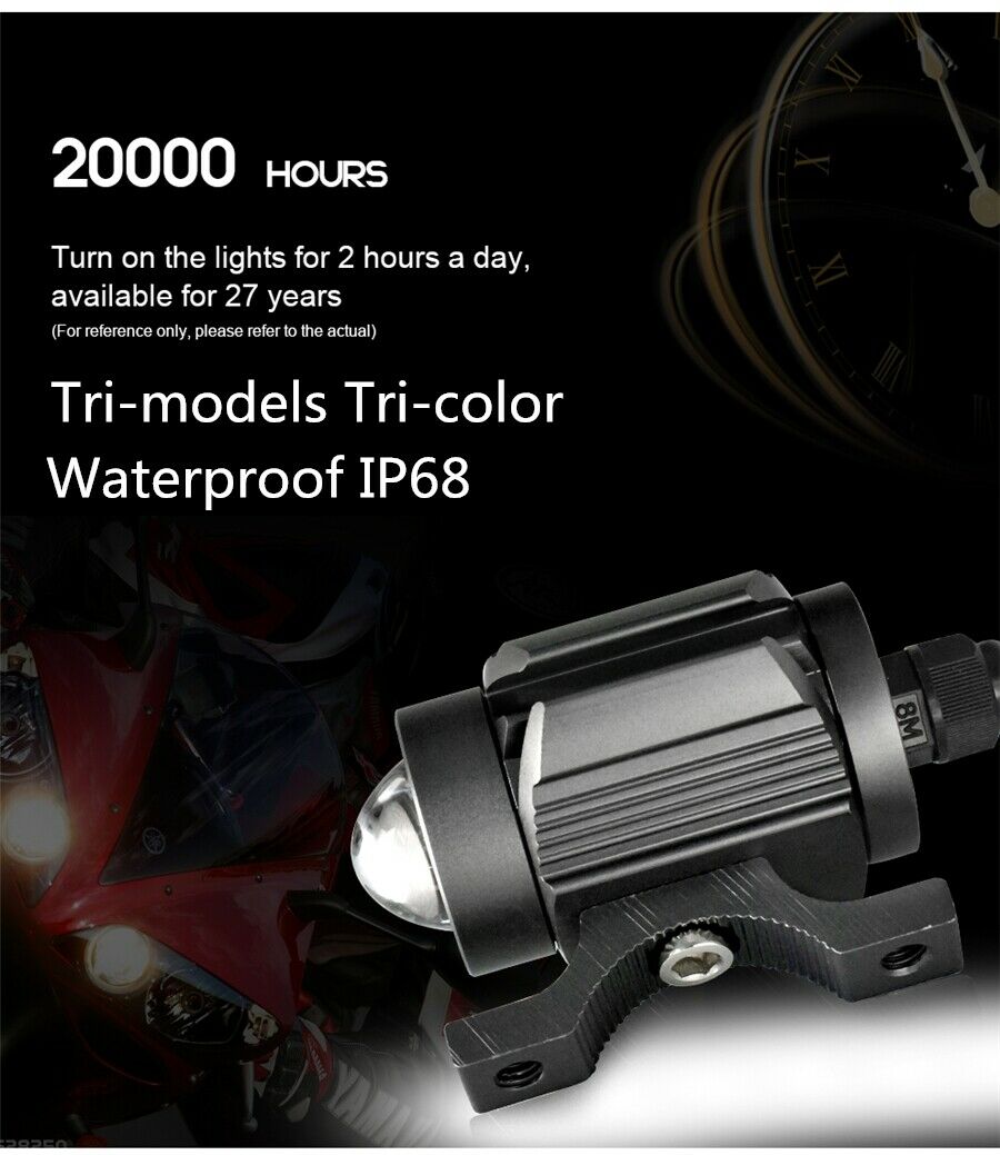 1PC L29 Headlight Bulbs with Projector Lens Tri-color LED Spotlights Fog Lights