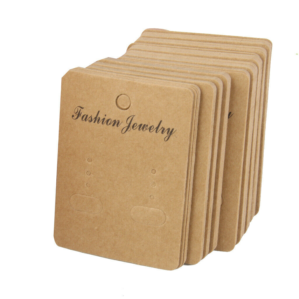 100PCS Earring Display Cards Brown Paper Earrings Tags Earring  Card