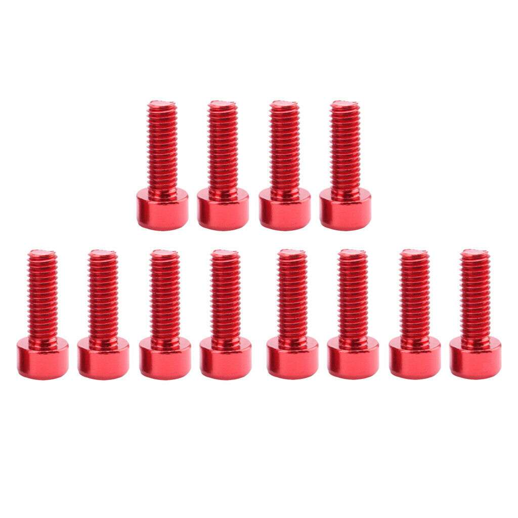 12PC Lightweight Bike Water Bottle Cage Holder Bolts Screws Durable Red