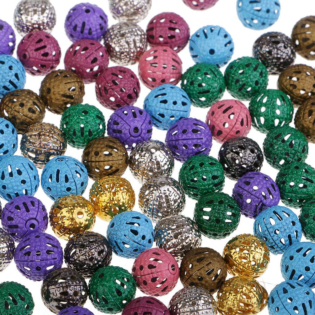 100pcs Iron Hollow Metal Beads For Crafts Loose Spacer Beads Round Beads
