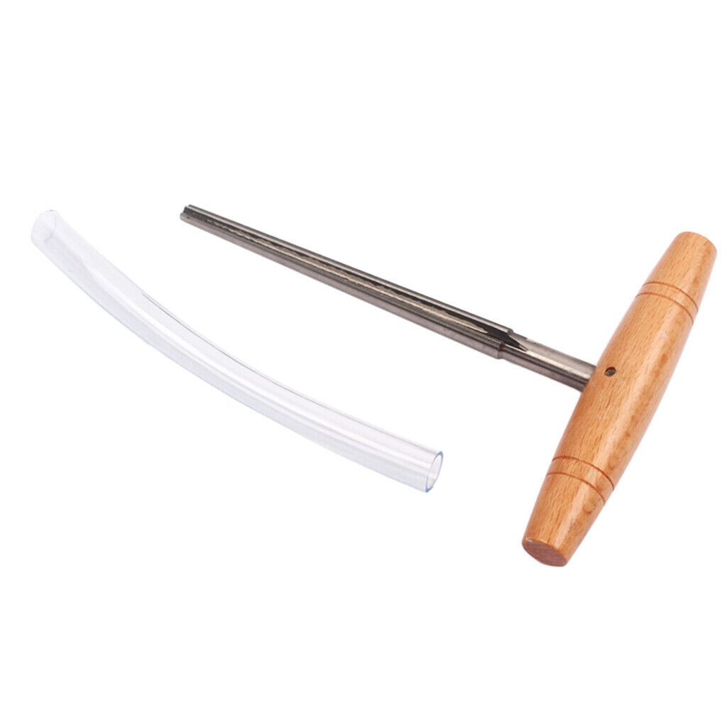 130x105x8mm Stainless Steel Guitar Bridge Pinhole Repair Reamer Wooden Handle