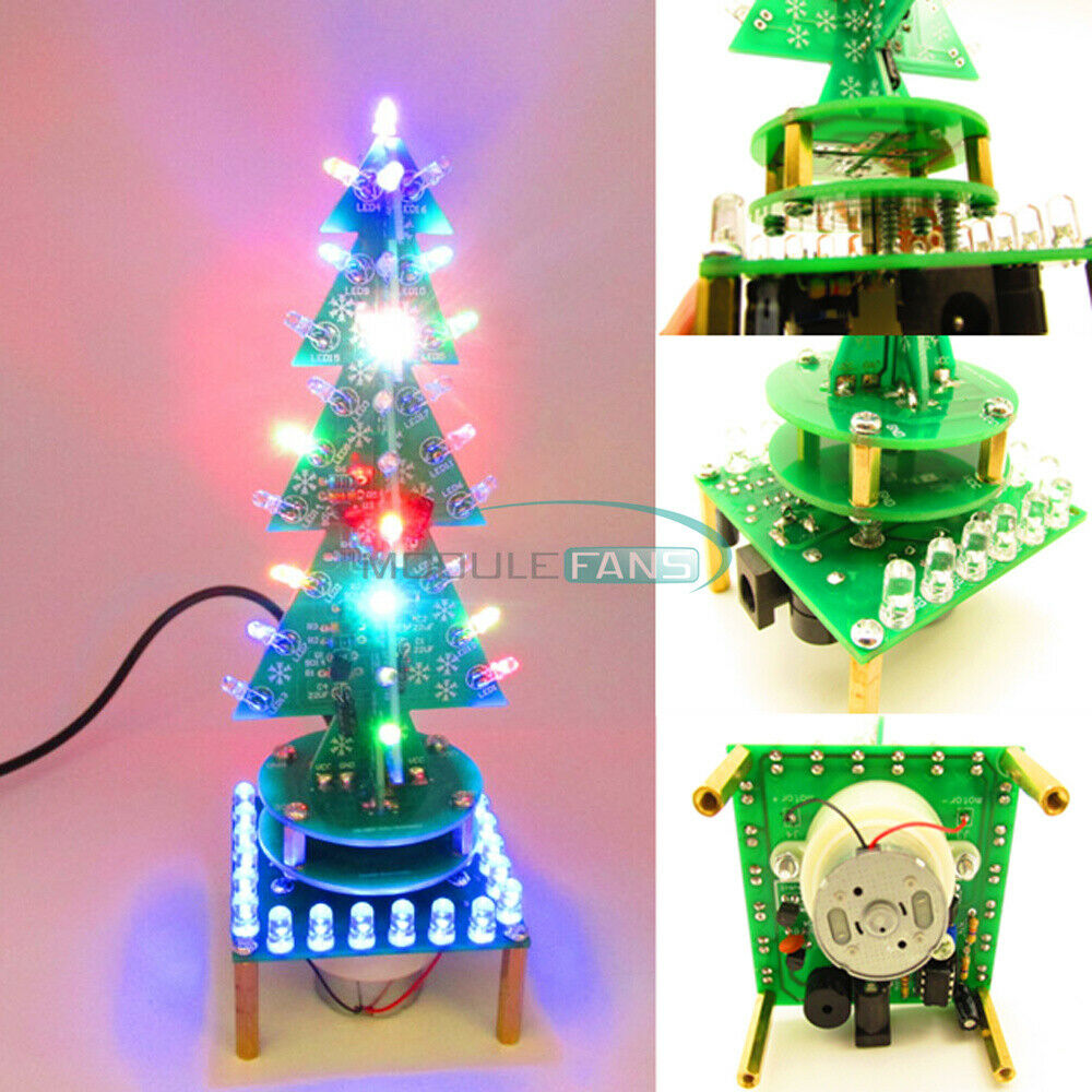 Rotating 7 Color Music Christmas Tree LED Water Lamp+Breathing Light DIY Parts