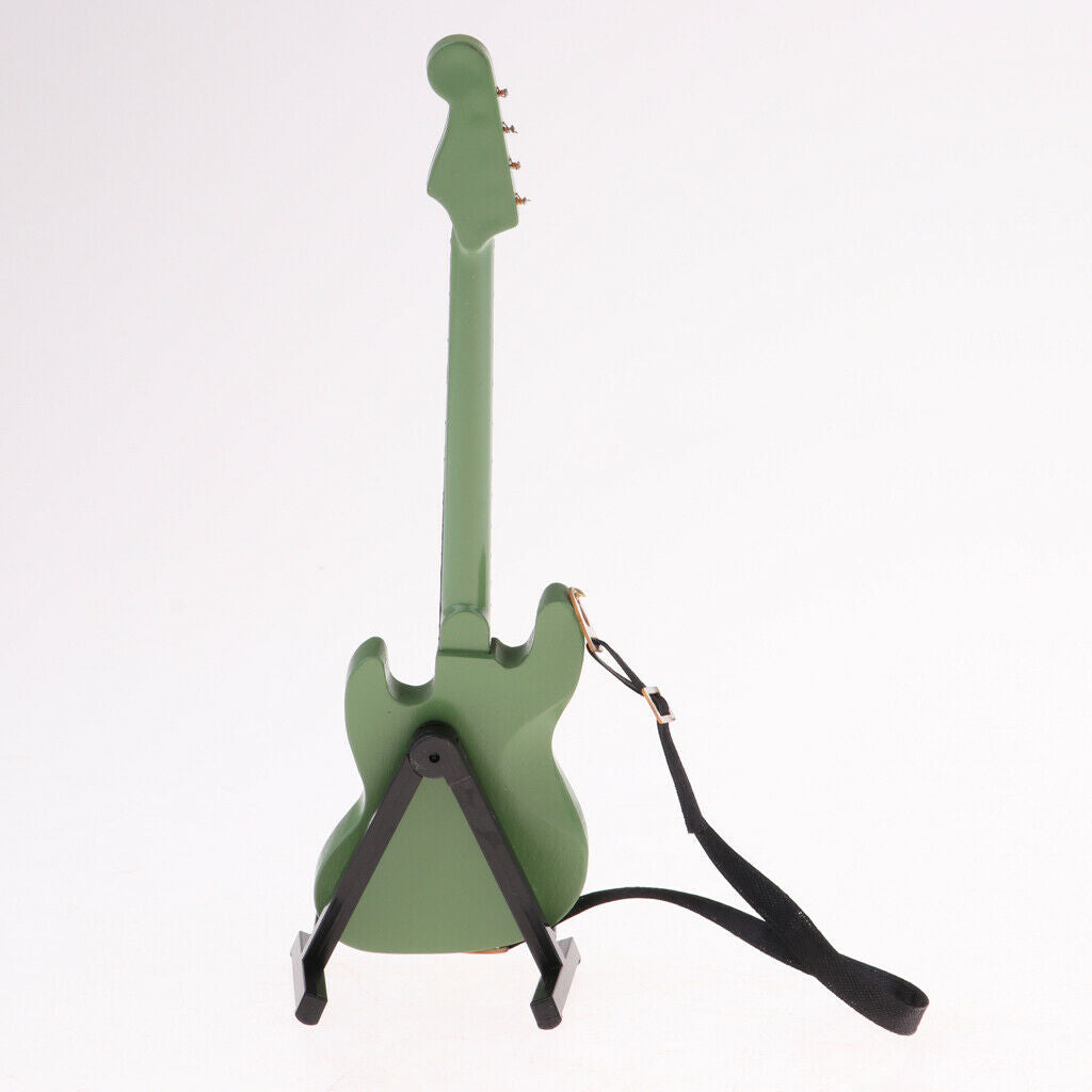 Handmade Wooden Electric Mini Bass with Stand for 1/6