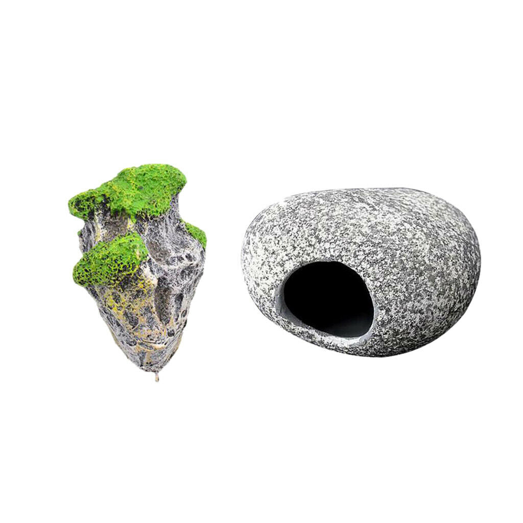 Aquarium Floating Rocks Fish Stone Cave for Fish Tank Decor Ornaments Combo