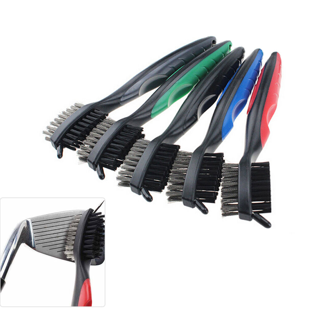 2 Side Brass Wires Nylon Golf Club Brush Groove Ball Cleaner Cleaning Tool 、 Kt