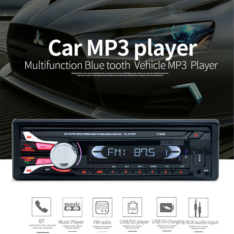 Single Din Car Stereo Bluetooth Mp3 Player Hands-free Call Audio Radio Receiver