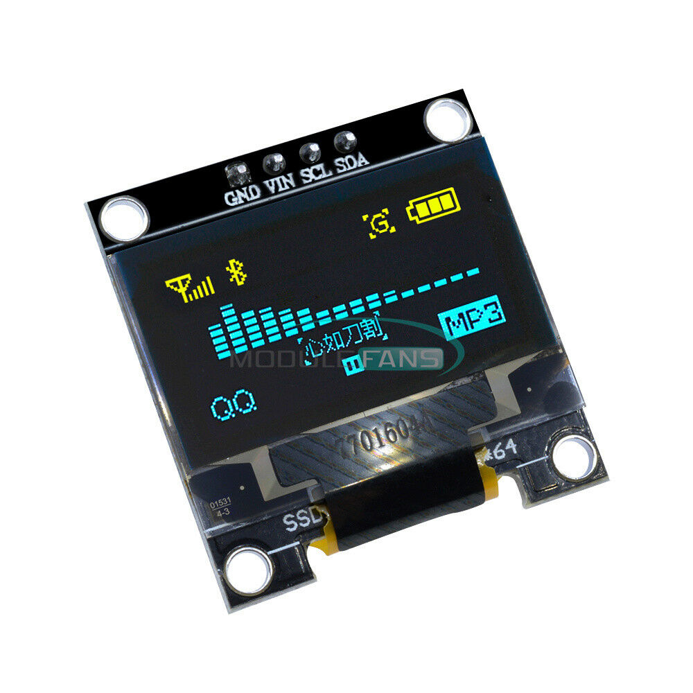 0.96" 128X64 OLED I2C IIC Serial Yellow Blue LCD LED Display Module for Arduino