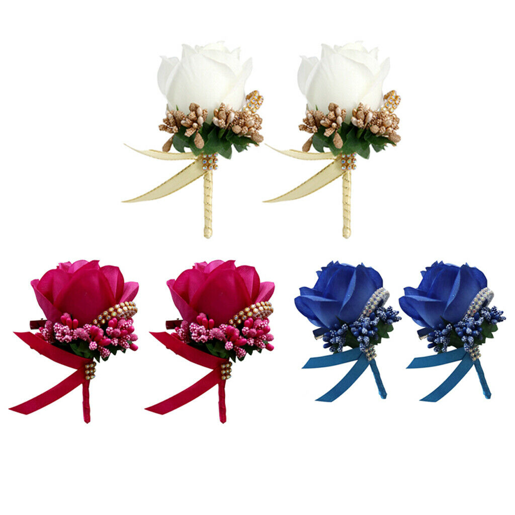 6 Pieces/lot Groom Boutonniere Wedding Silk Rose (5cm) Flowers Accessories Prom