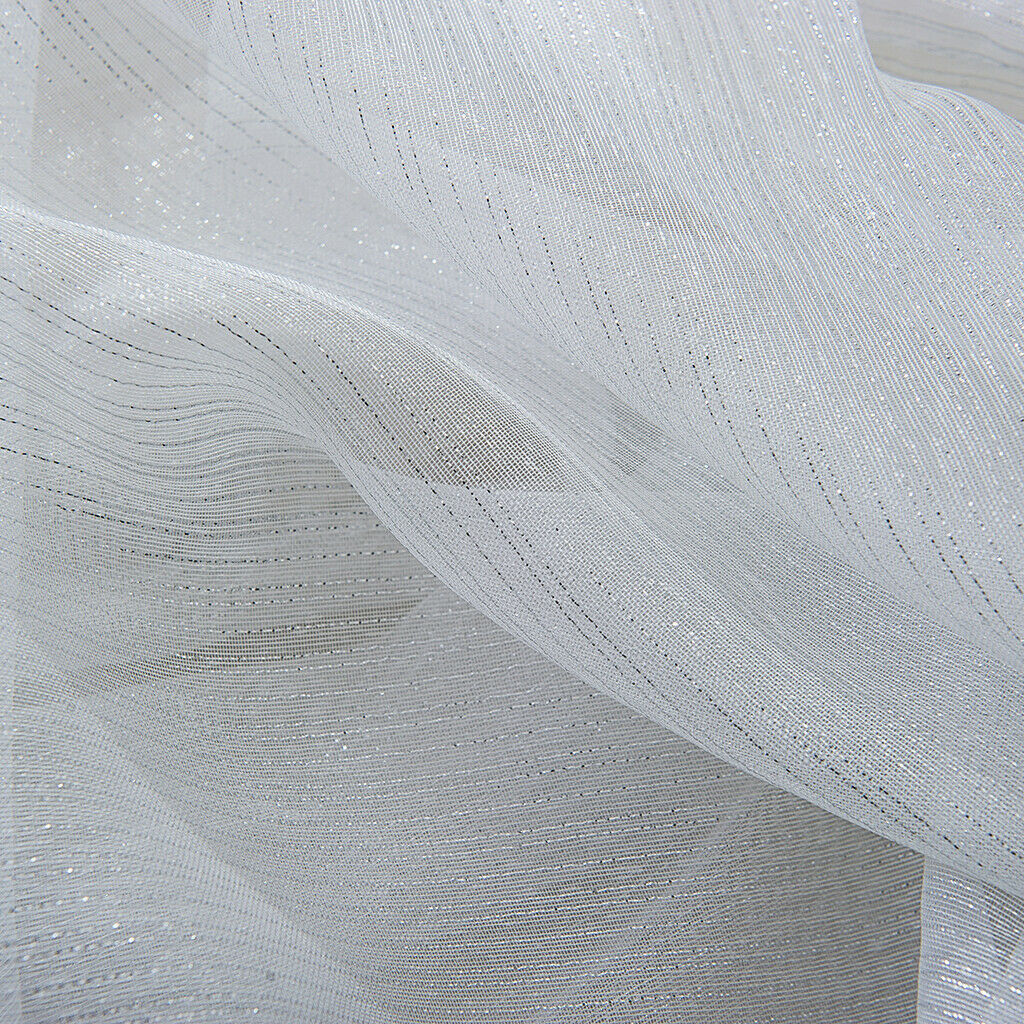 1 Panel Glitter Tassel Window Valance Sheer Curtain Tiers Half Curtains