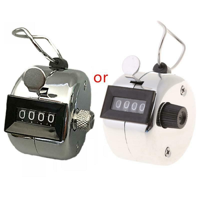 Hand Tally Counter Stainless Steel 4 Digit Mechanical Clicker with Finger Ring